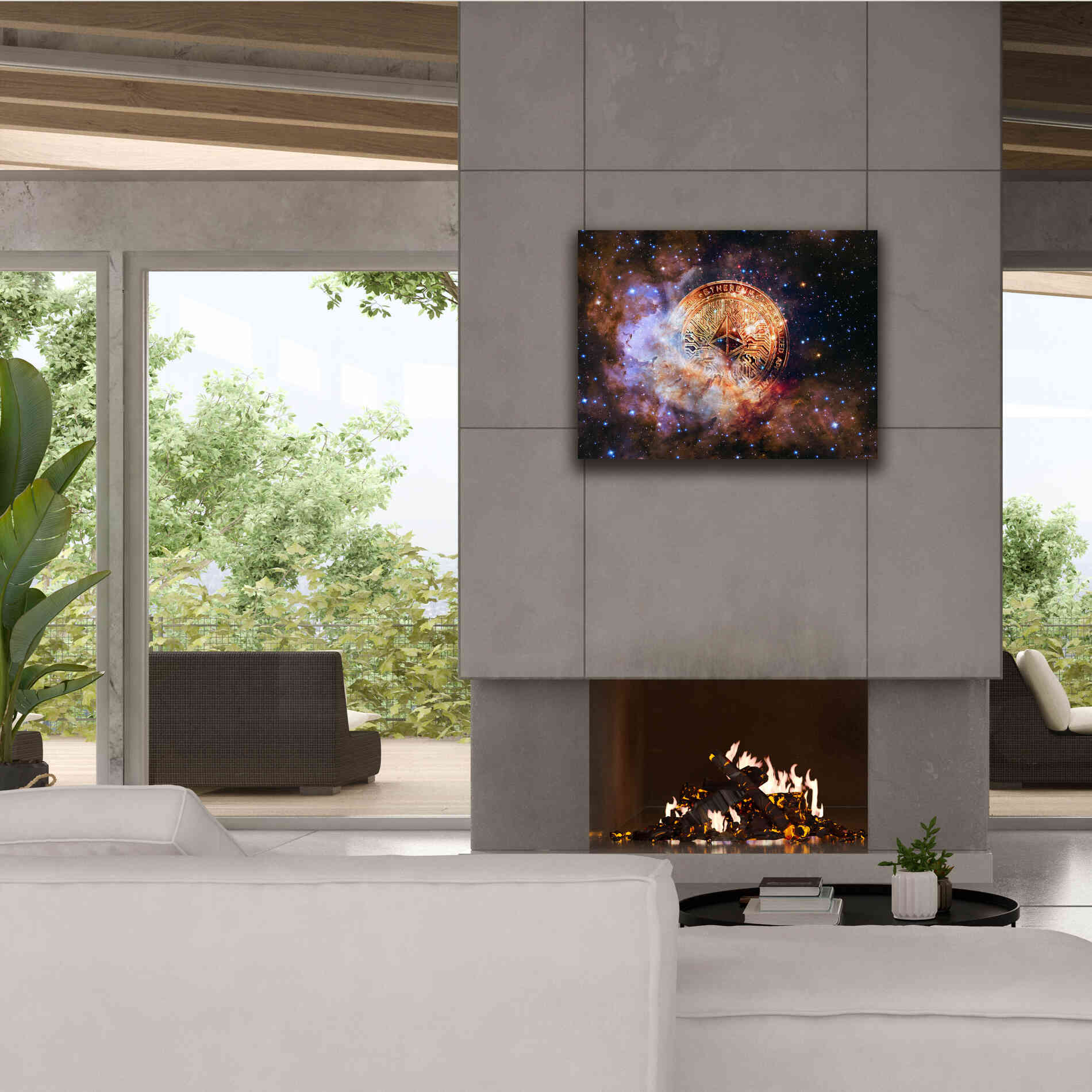 'Ethereum Nebula' by Epic Portfolio, Giclee Canvas Wall Art,34x26