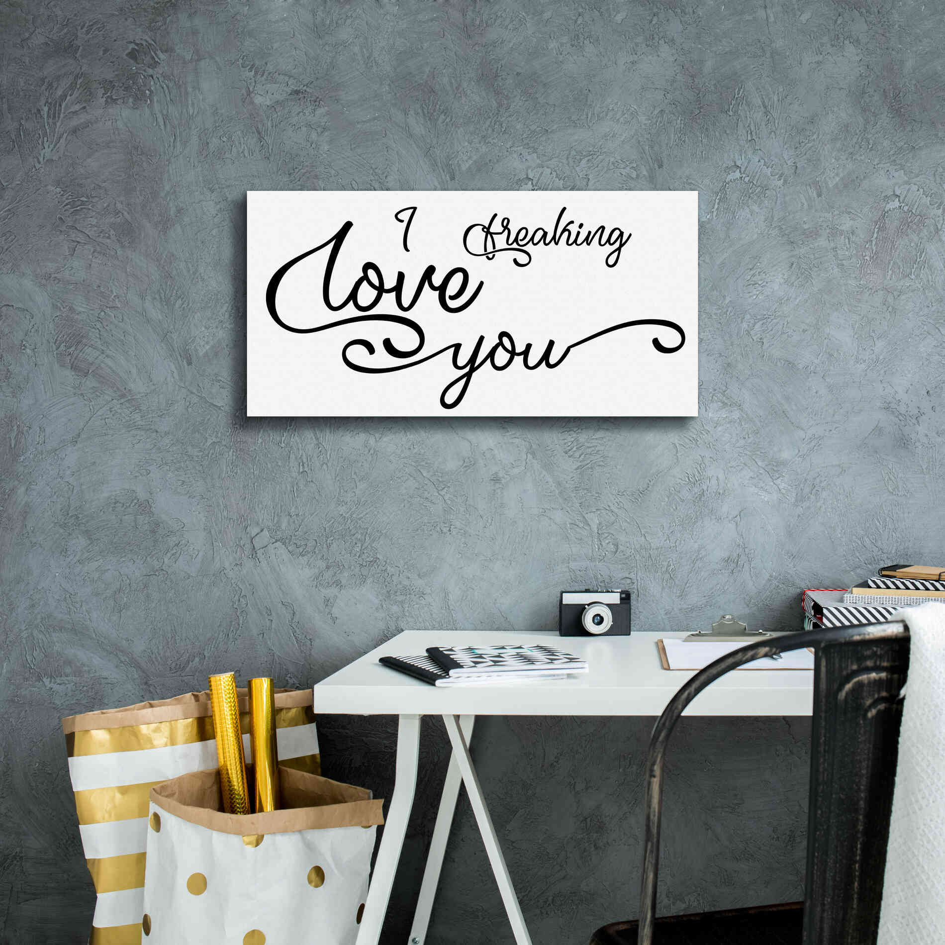 'I Freaking Love You' by Epic Portfolio, Giclee Canvas Wall Art,24x12