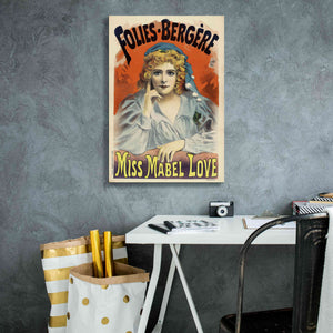'Folies-Bergere,Miss Mabel Love (1895)' by Epic Portfolio, Giclee Canvas Wall Art,18x26