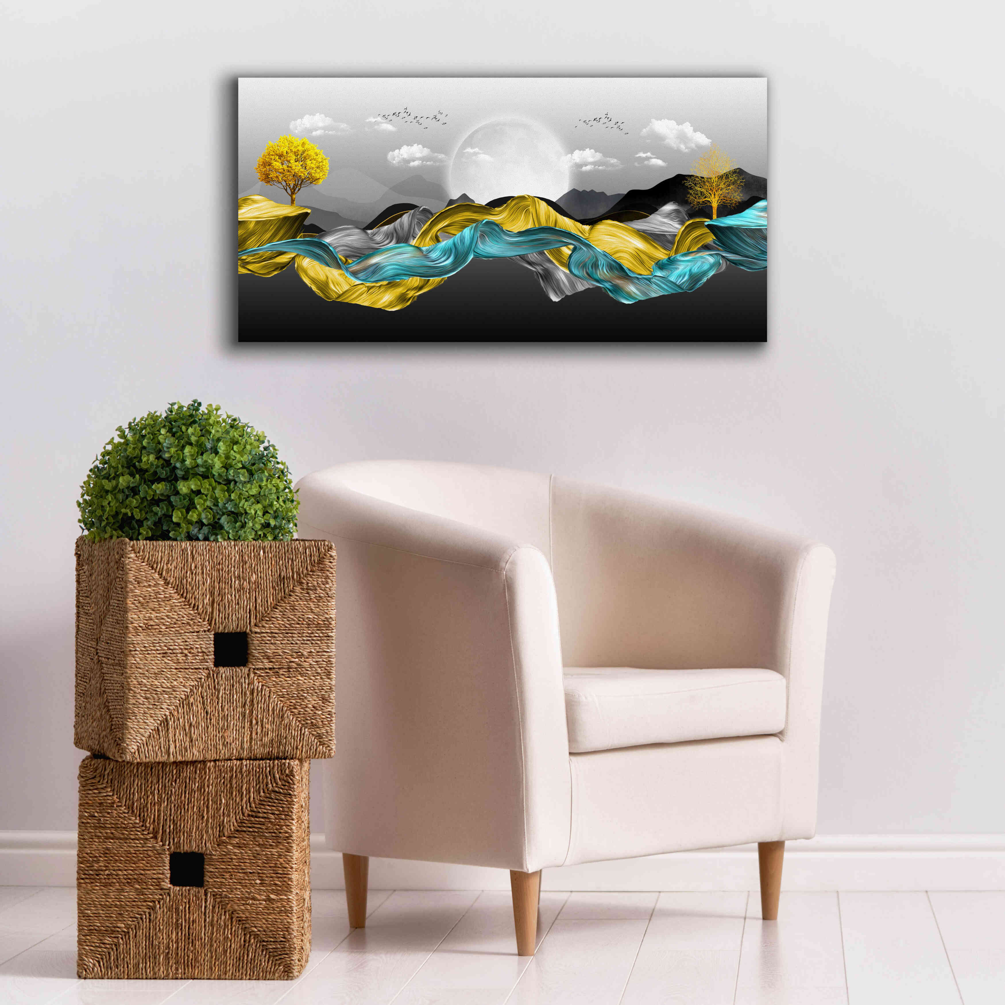 Epic Graffiti'The Silky Mountains' by Epic Portfolio, Giclee Canvas Wall Art,40 x 20