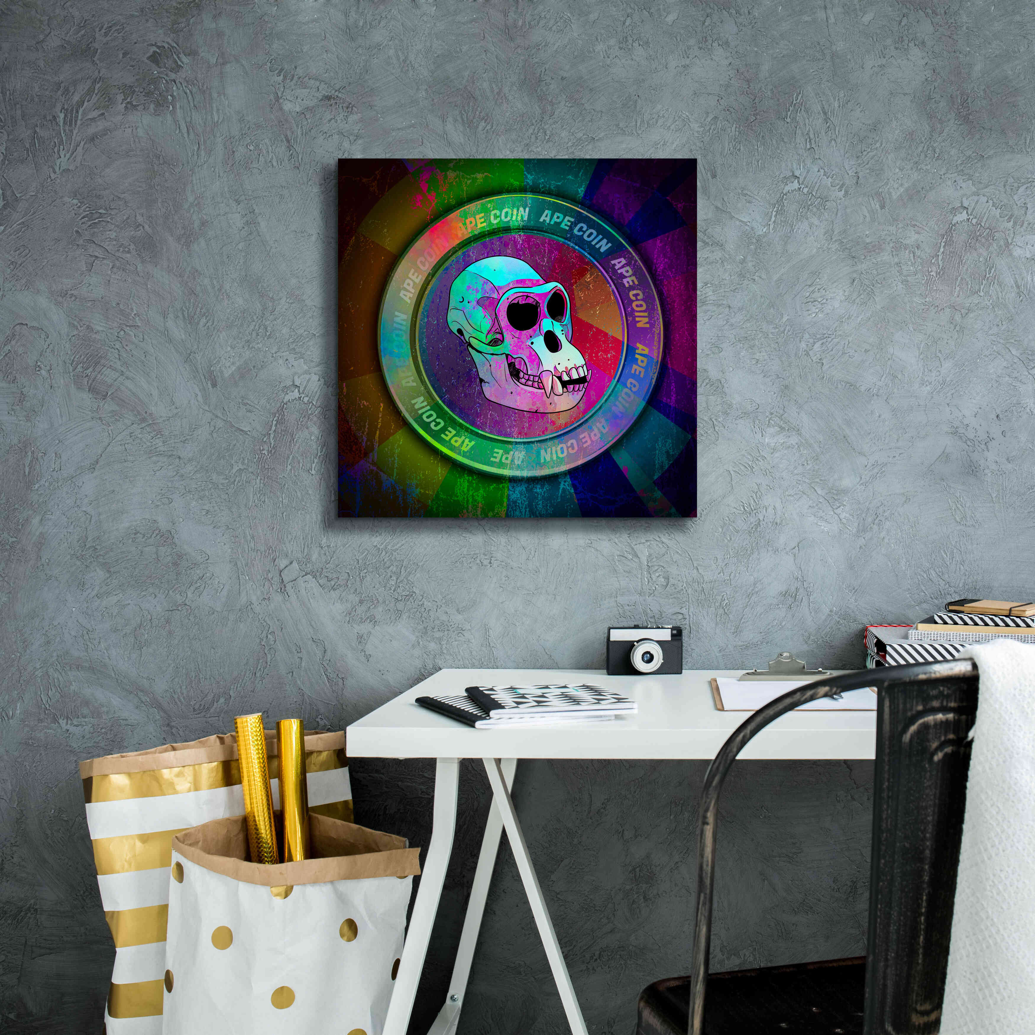 'Ape Crypto Coin' by Epic Portfolio, Canvas Wall Art,18 x 18