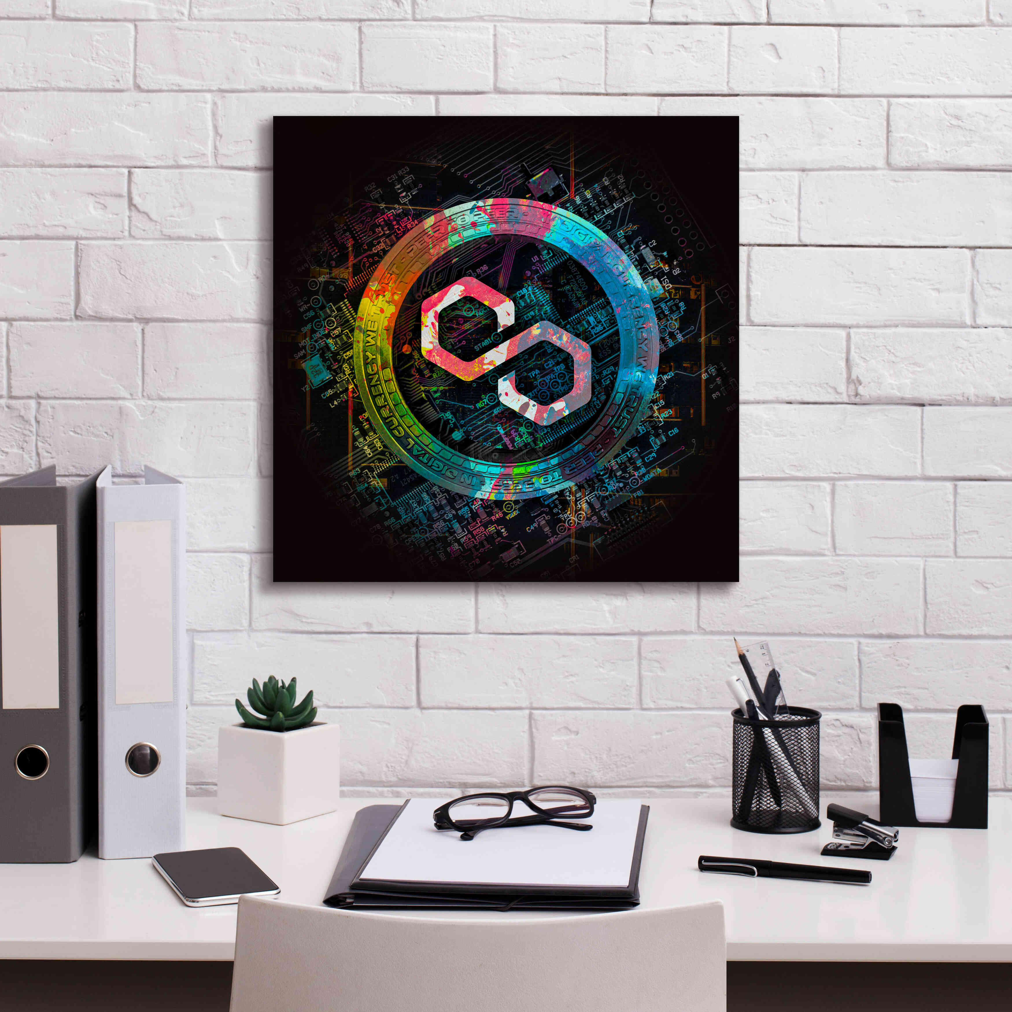 'Polygon Crypto Giga Coin' by Epic Portfolio, Canvas Wall Art,18 x 18
