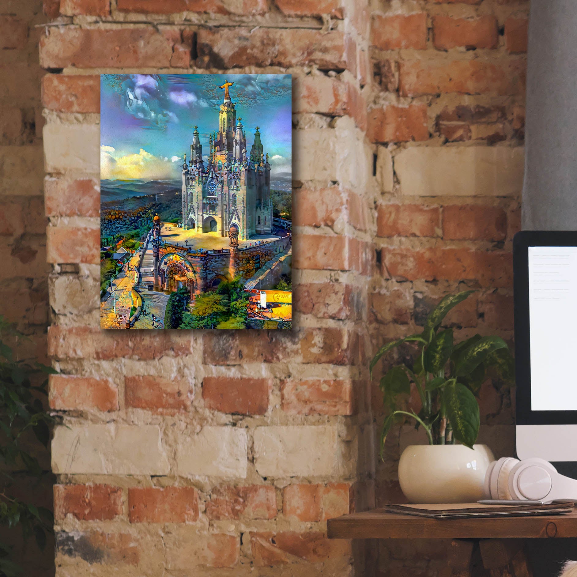 'Barcelona Spain Tibidabo Church' by Pedro Gavidia, Canvas Wall Art,12 x 16