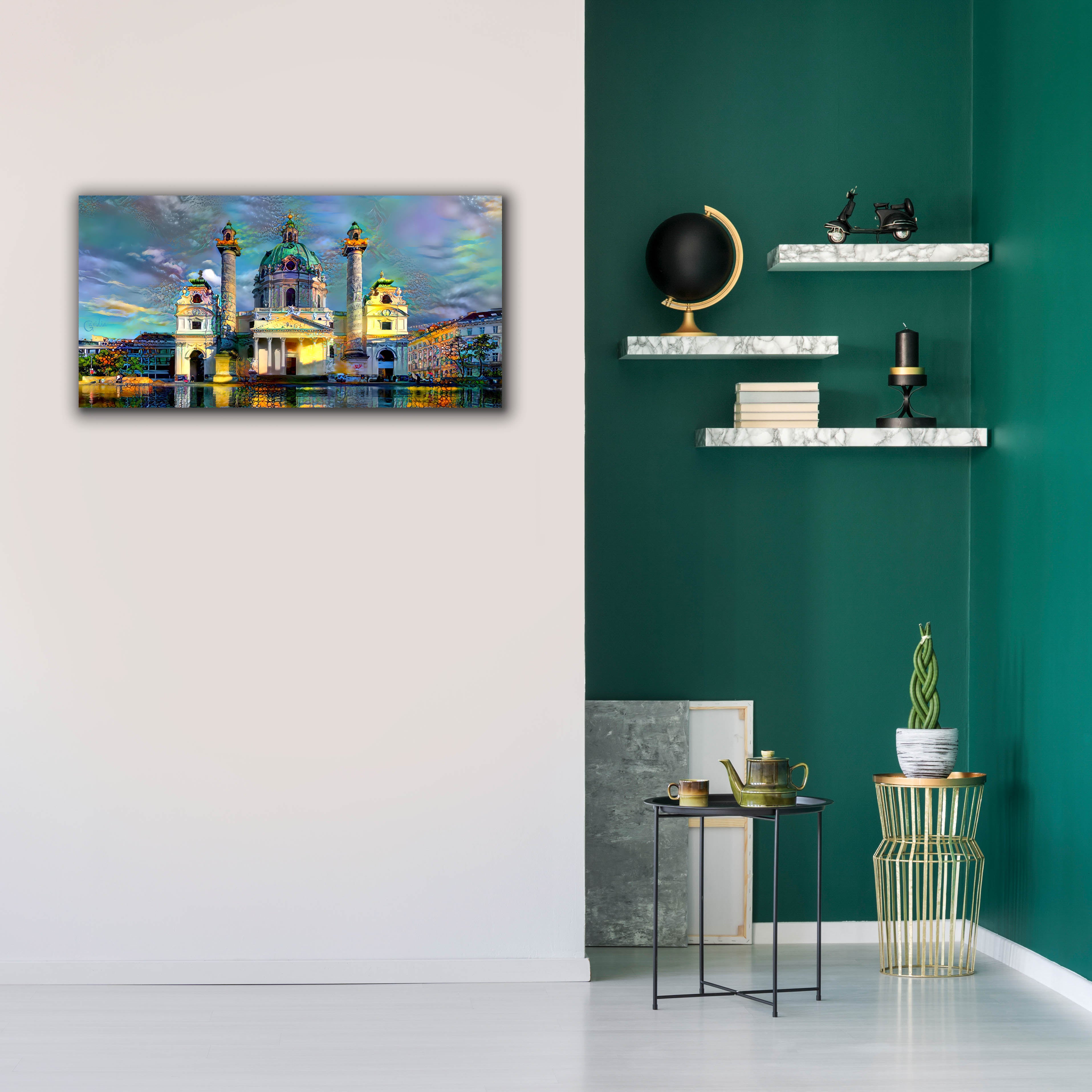 'Vienna Austria Karlskirche' by Pedro Gavidia, Canvas Wall Art,40 x 20