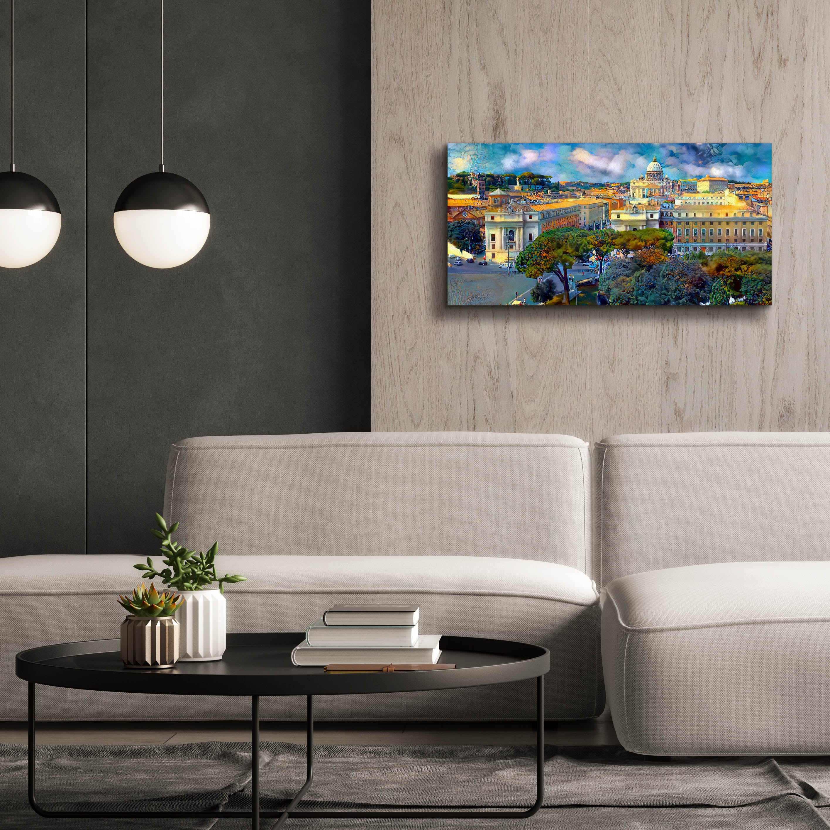 'Vaticano San Pedro from San Angelo' by Pedro Gavidia, Canvas Wall Art,40 x 20
