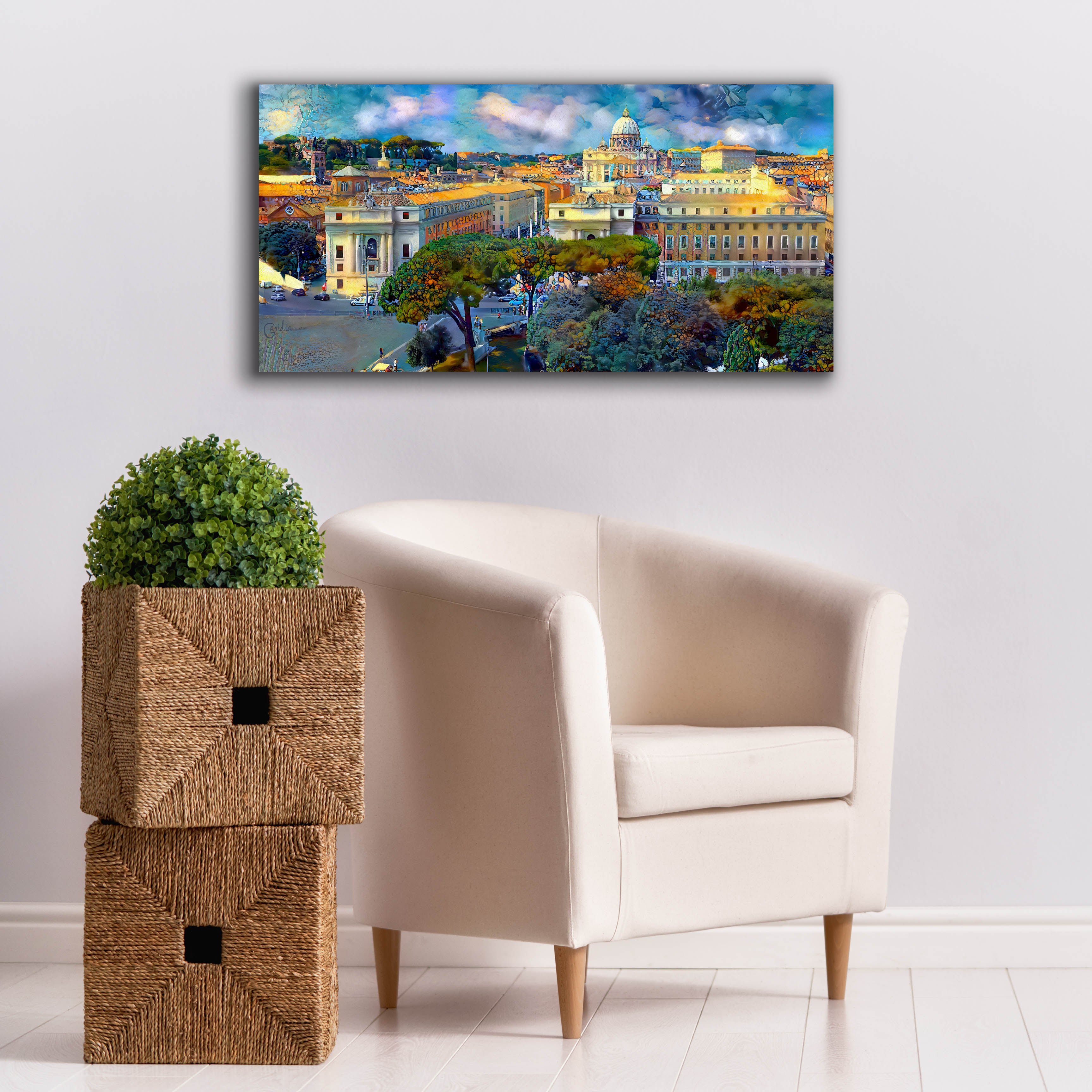 'Vaticano San Pedro from San Angelo' by Pedro Gavidia, Canvas Wall Art,40 x 20