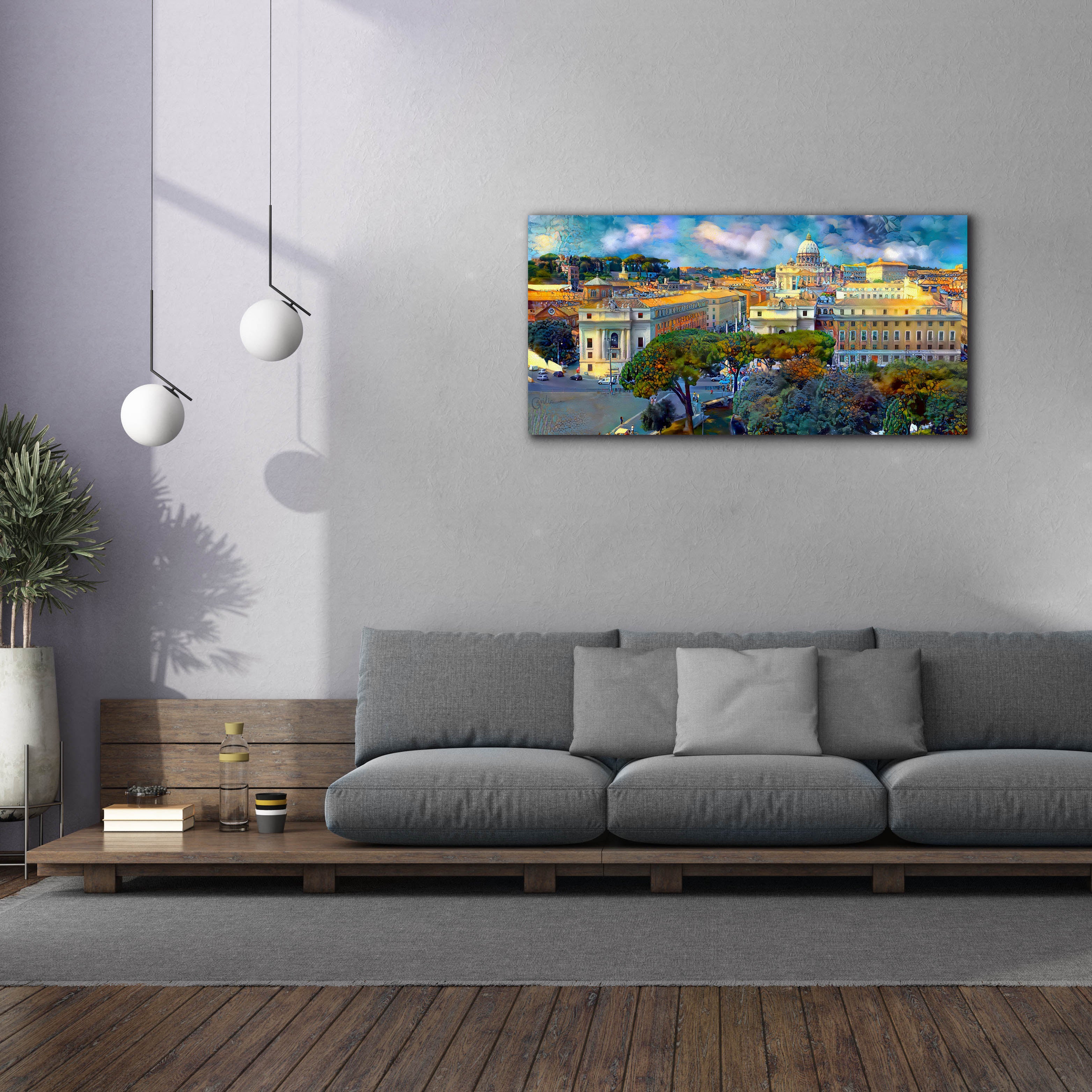 'Vaticano San Pedro from San Angelo' by Pedro Gavidia, Canvas Wall Art,60 x 30