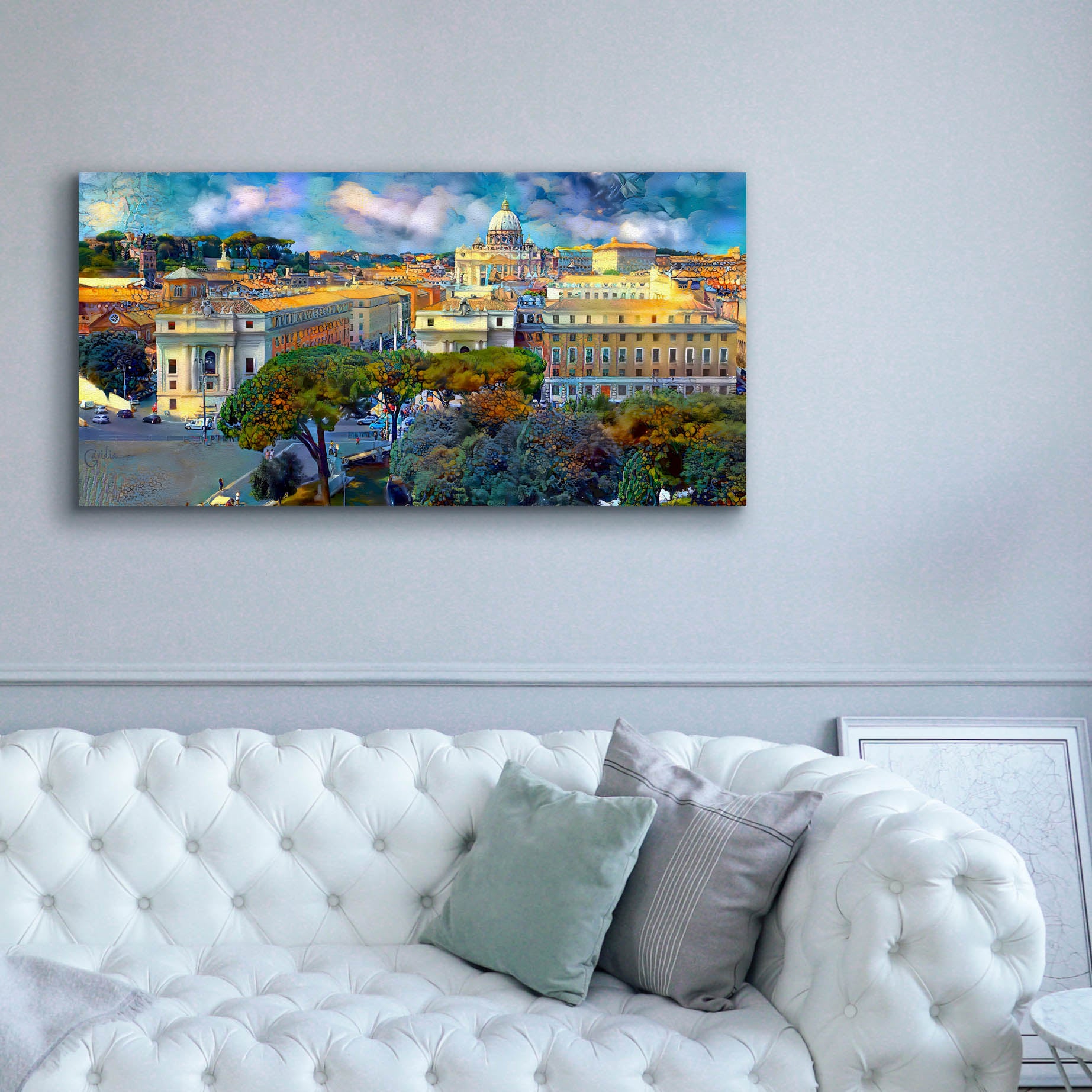 'Vaticano San Pedro from San Angelo' by Pedro Gavidia, Canvas Wall Art,60 x 30