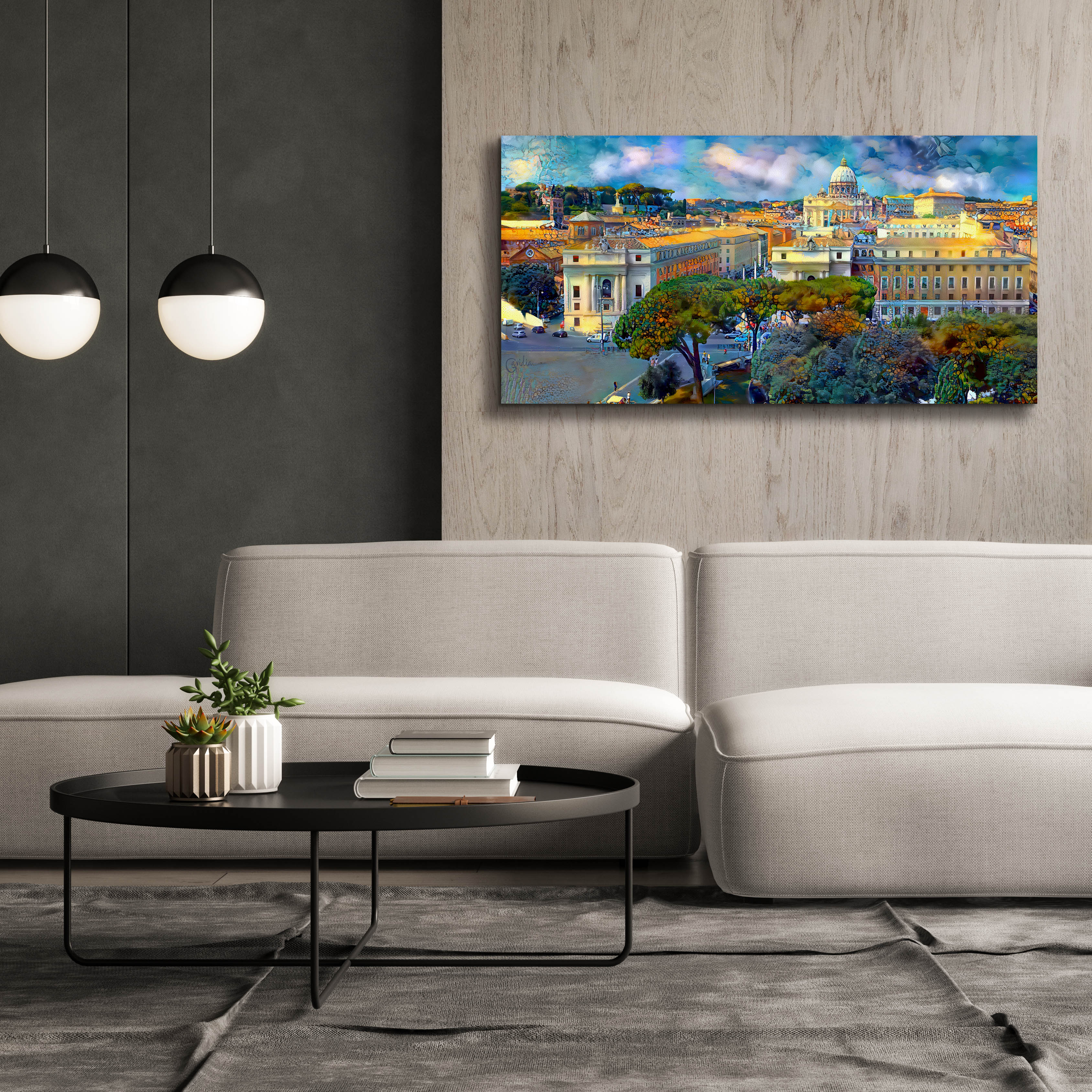 'Vaticano San Pedro from San Angelo' by Pedro Gavidia, Canvas Wall Art,60 x 30