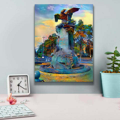 Image of 'Toluca Mexio Fountain Eagle Firmado' by Pedro Gavidia, Canvas Wall Art,12 x 16