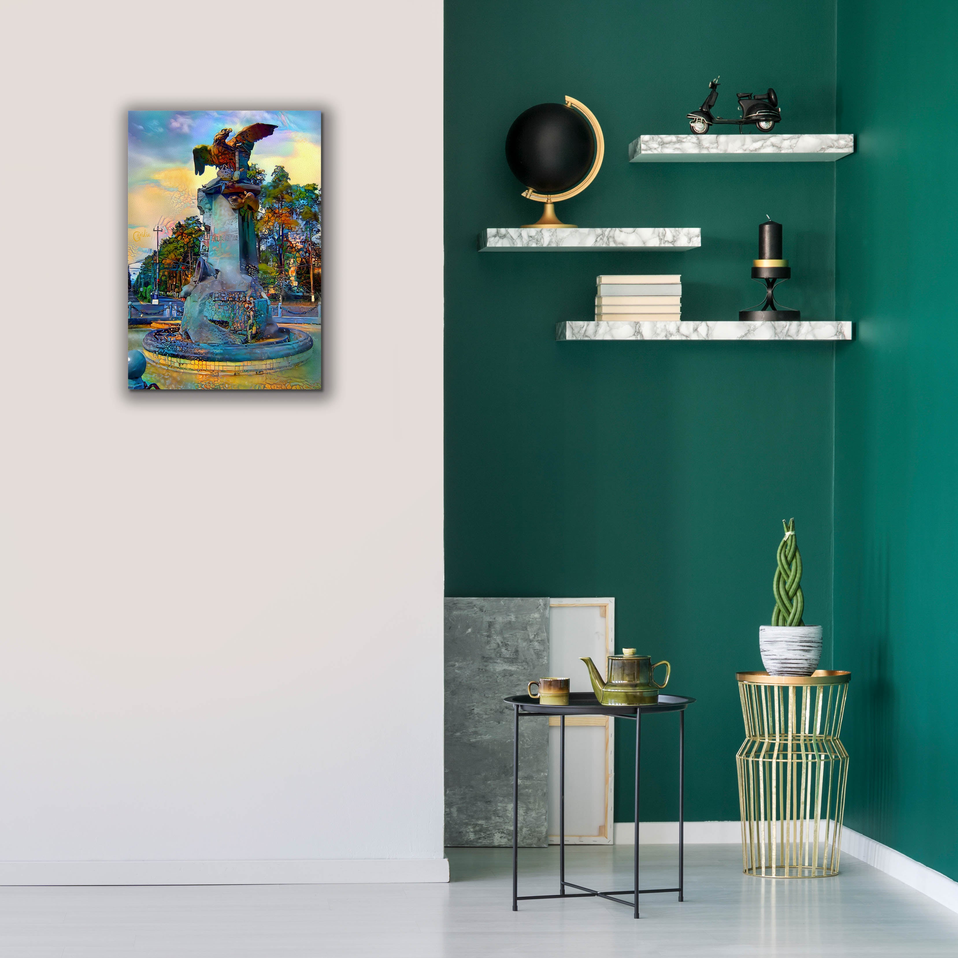 'Toluca Mexio Fountain Eagle Firmado' by Pedro Gavidia, Canvas Wall Art,18 x 26