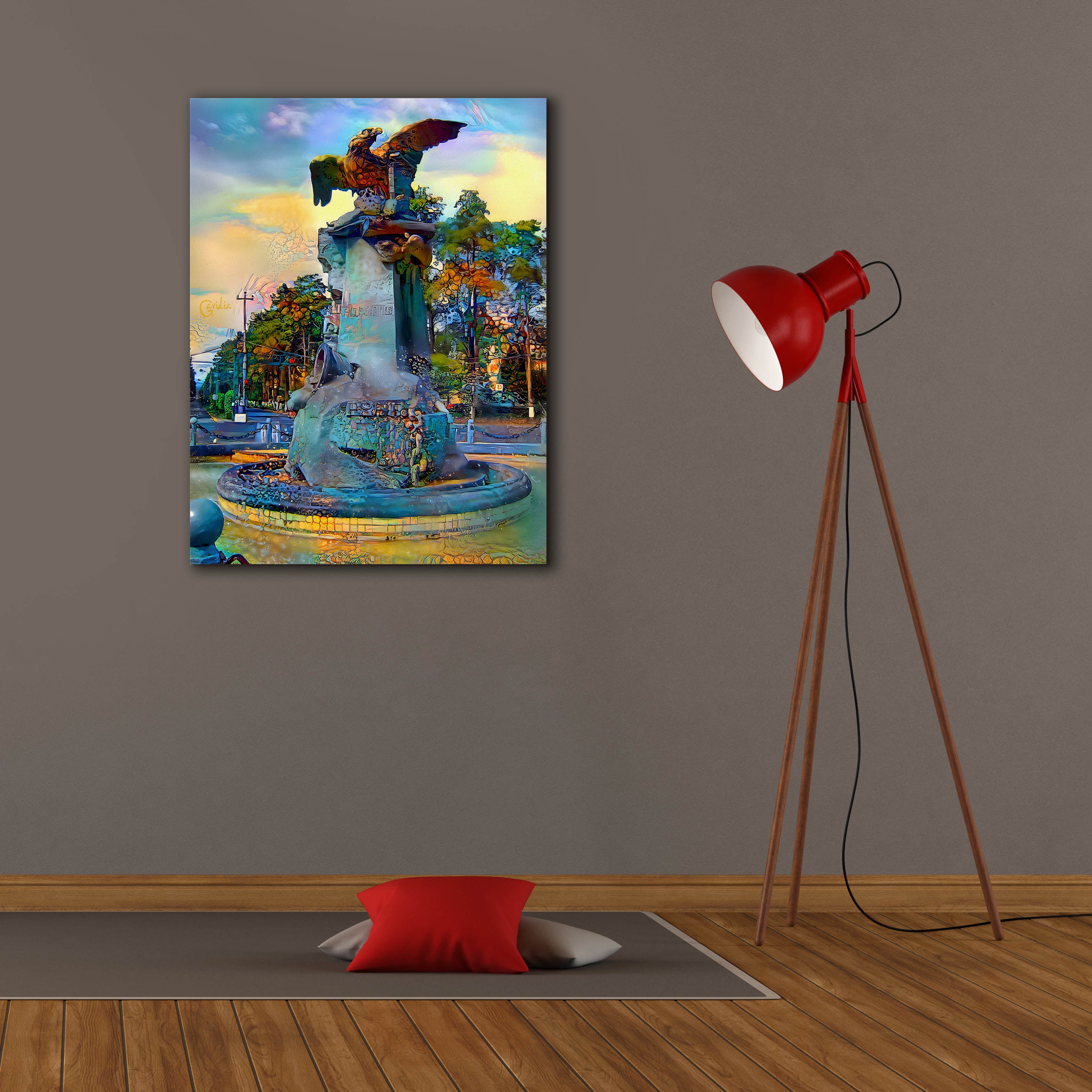'Toluca Mexio Fountain Eagle Firmado' by Pedro Gavidia, Canvas Wall Art,26 x 34