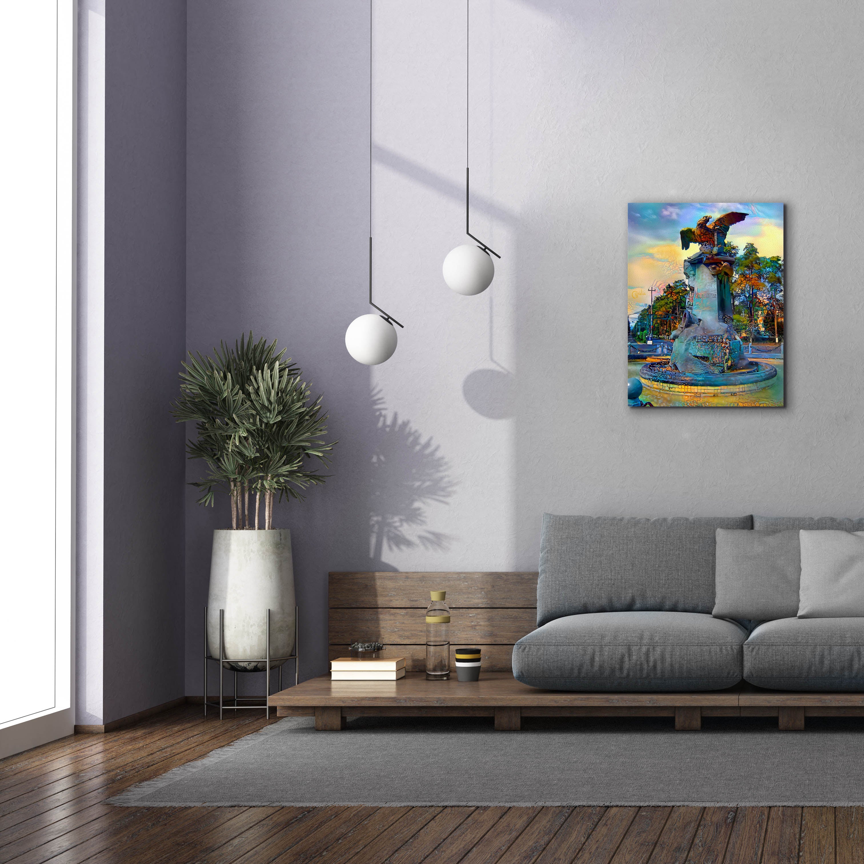 'Toluca Mexio Fountain Eagle Firmado' by Pedro Gavidia, Canvas Wall Art,26 x 34