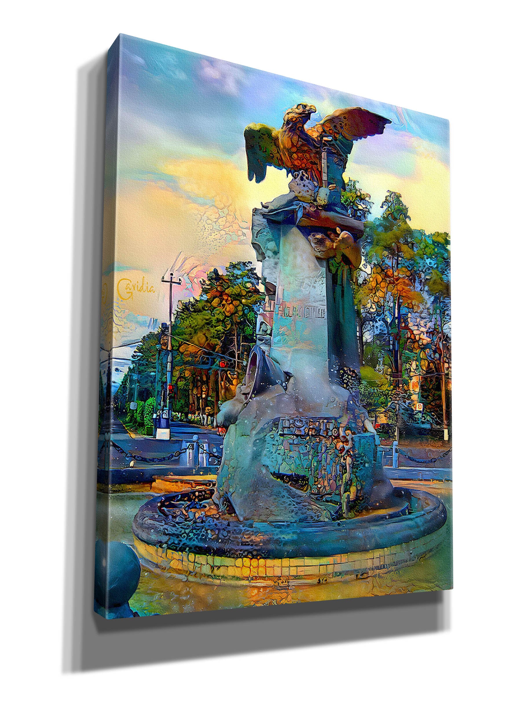 'Toluca Mexio Fountain Eagle Firmado' by Pedro Gavidia, Canvas Wall Art