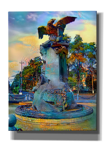 Image of 'Toluca Mexio Fountain Eagle Firmado' by Pedro Gavidia, Canvas Wall Art