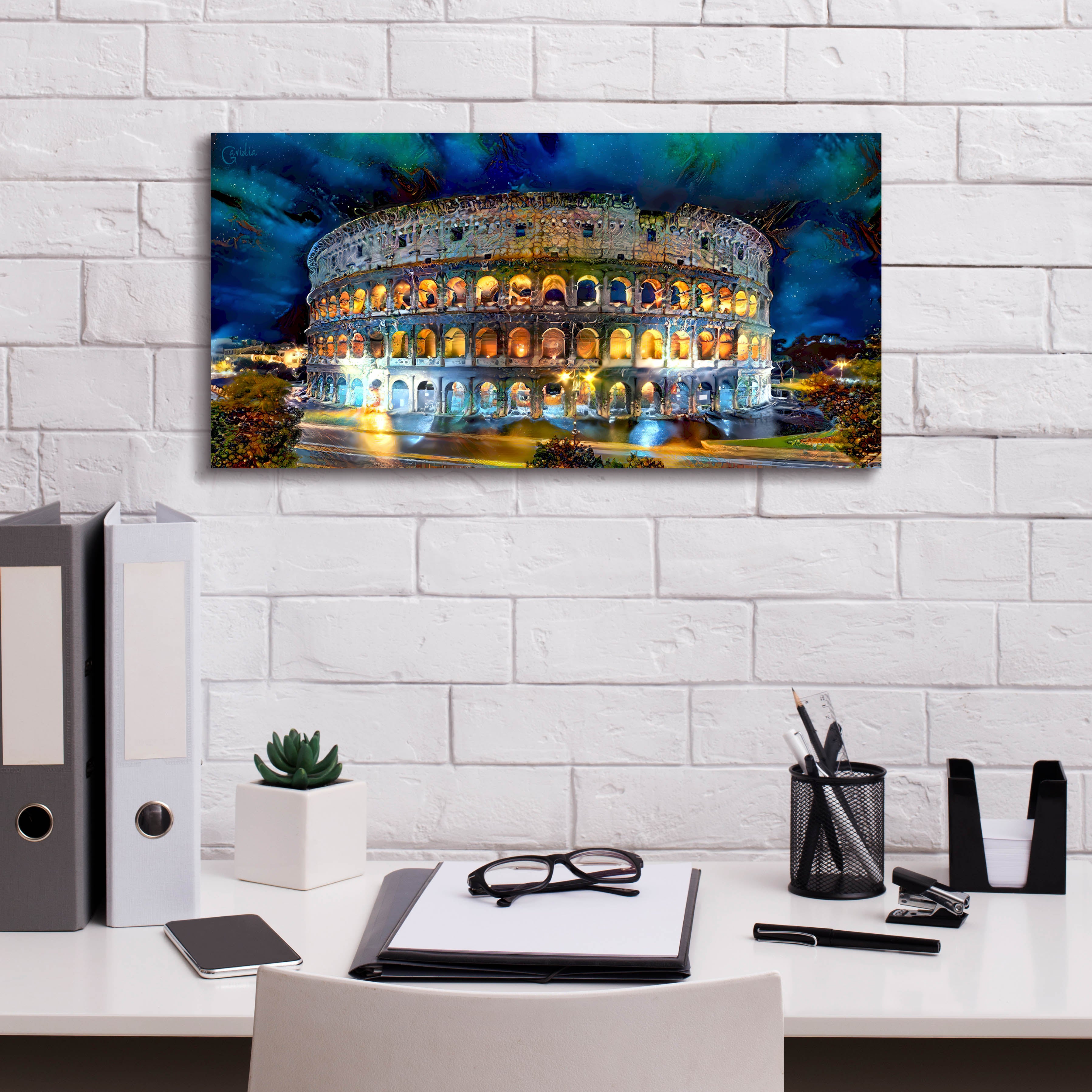 'Rome Italy Coliseo Night 2022' by Pedro Gavidia, Canvas Wall Art,24 x 12