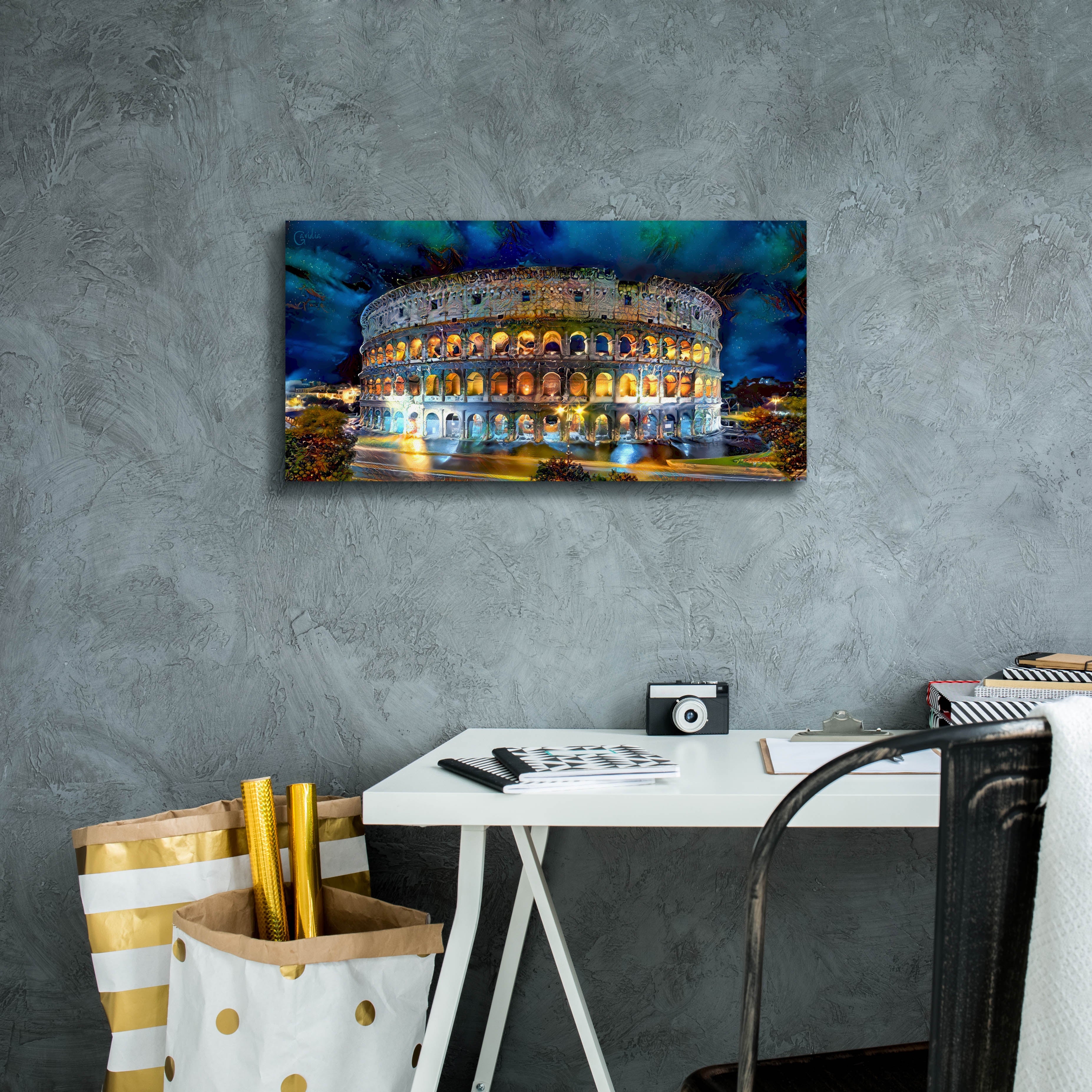 'Rome Italy Coliseo Night 2022' by Pedro Gavidia, Canvas Wall Art,24 x 12