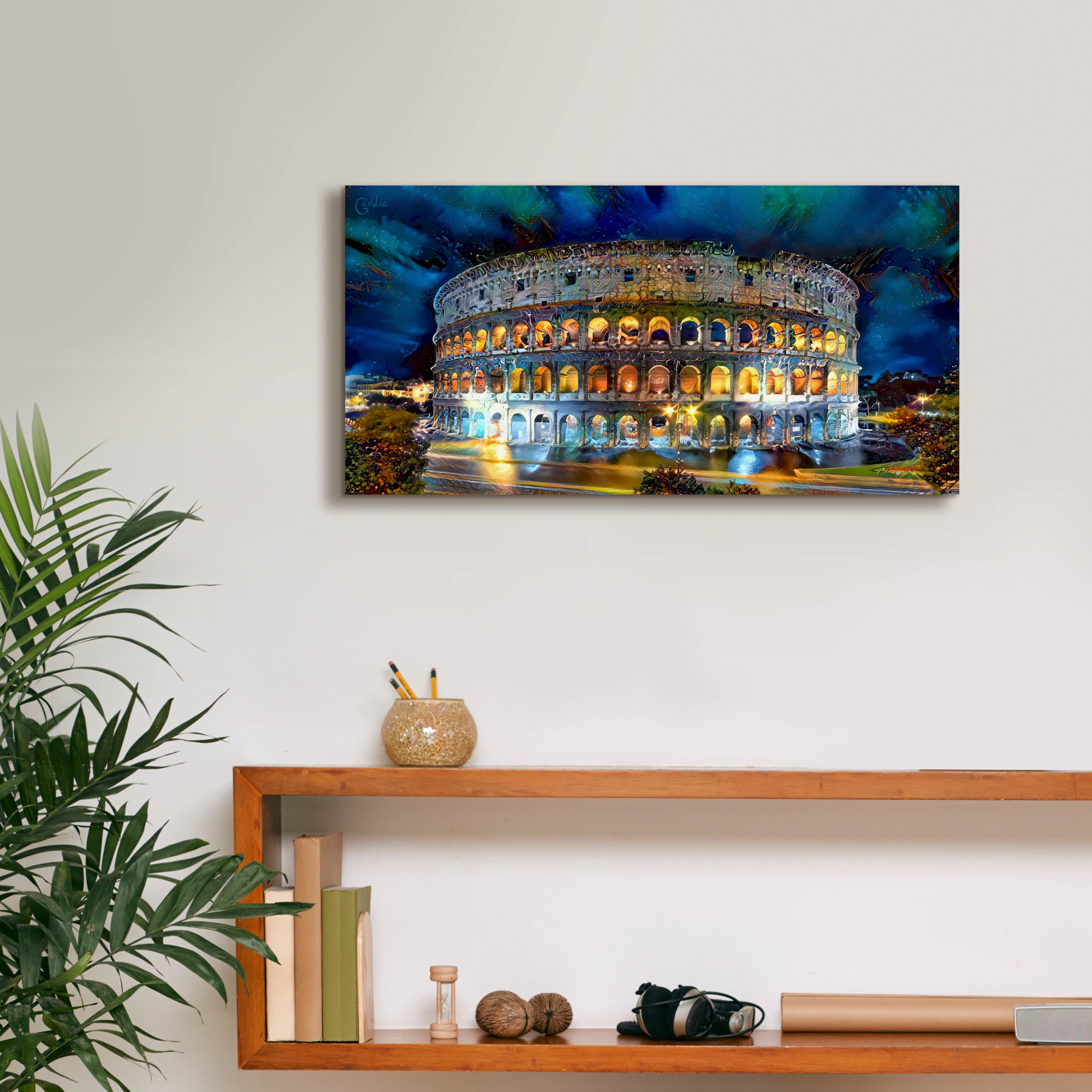 'Rome Italy Coliseo Night 2022' by Pedro Gavidia, Canvas Wall Art,24 x 12