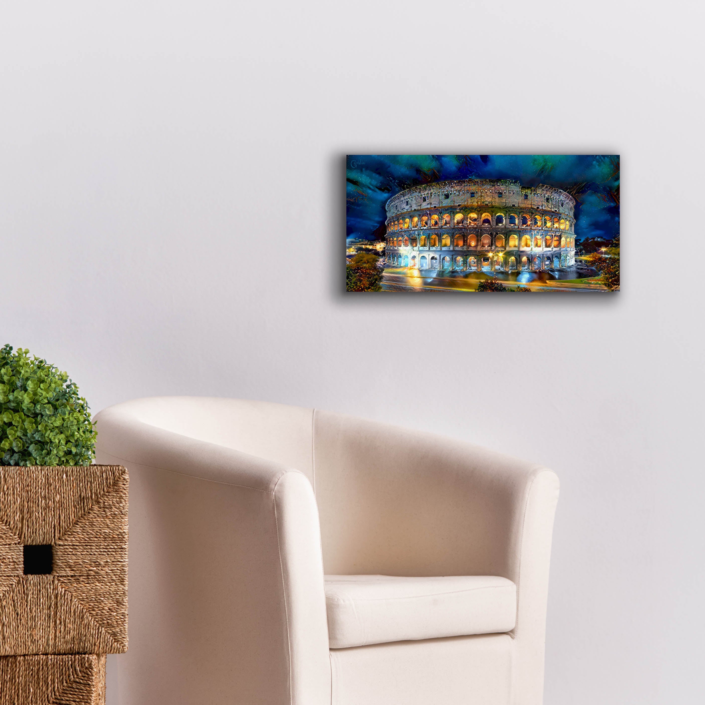 'Rome Italy Coliseo Night 2022' by Pedro Gavidia, Canvas Wall Art,24 x 12