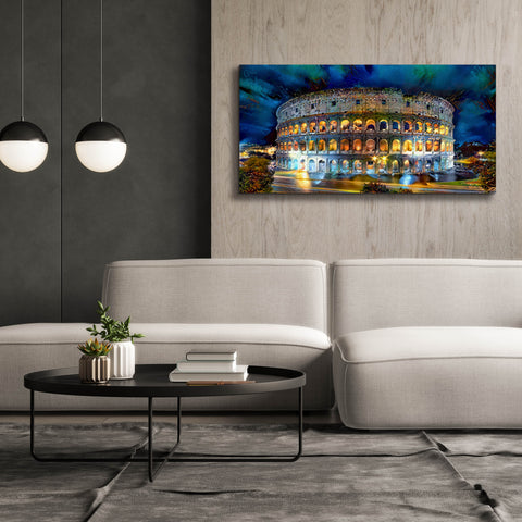 Image of 'Rome Italy Coliseo Night 2022' by Pedro Gavidia, Canvas Wall Art,60 x 30
