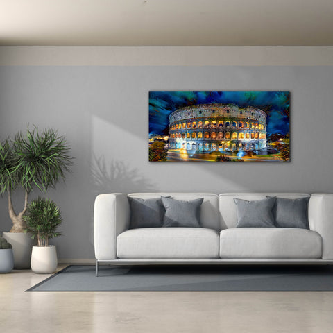 Image of 'Rome Italy Coliseo Night 2022' by Pedro Gavidia, Canvas Wall Art,60 x 30