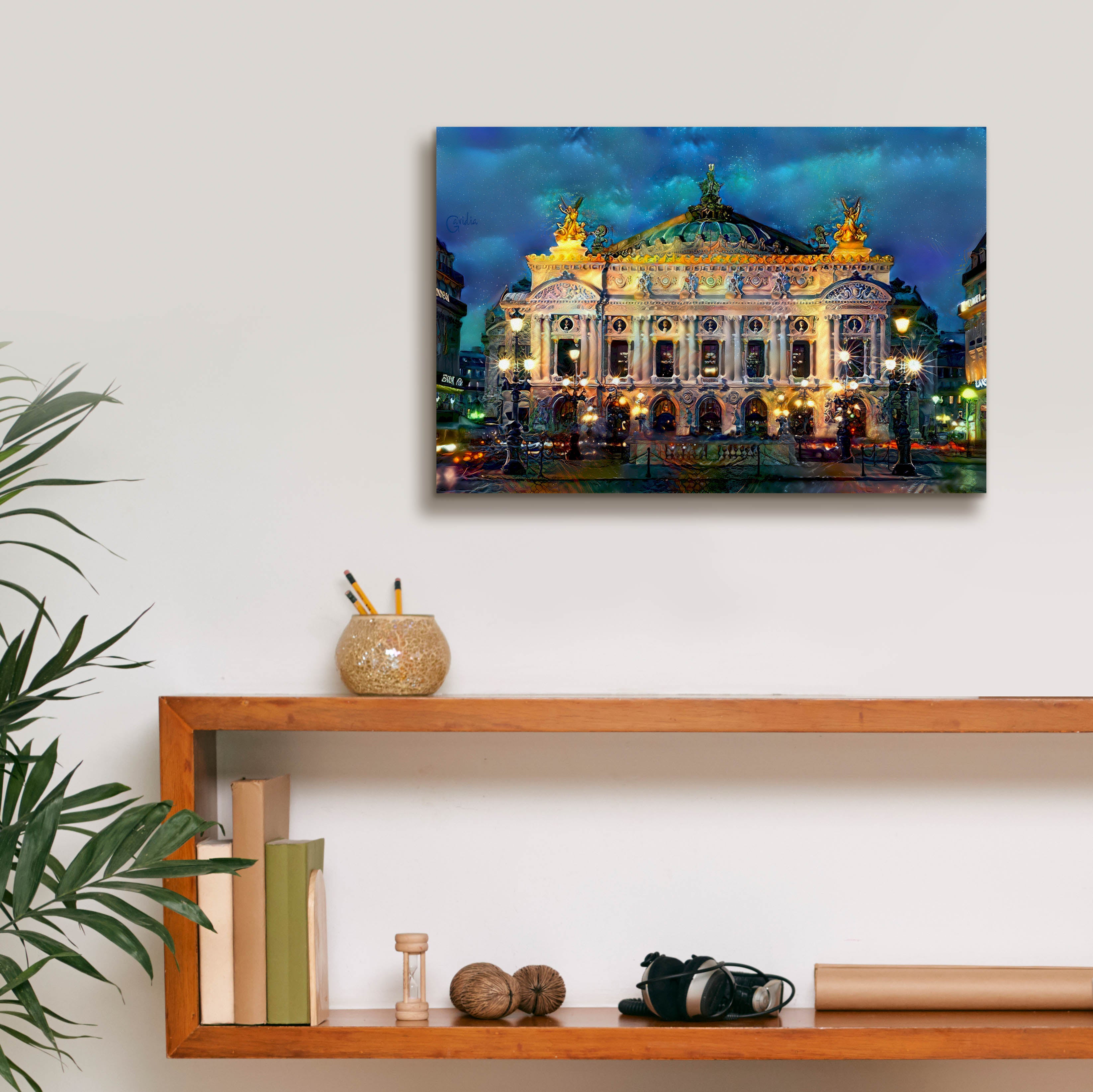 'Paris France Opera Garnier Night' by Pedro Gavidia, Canvas Wall Art,18 x 12