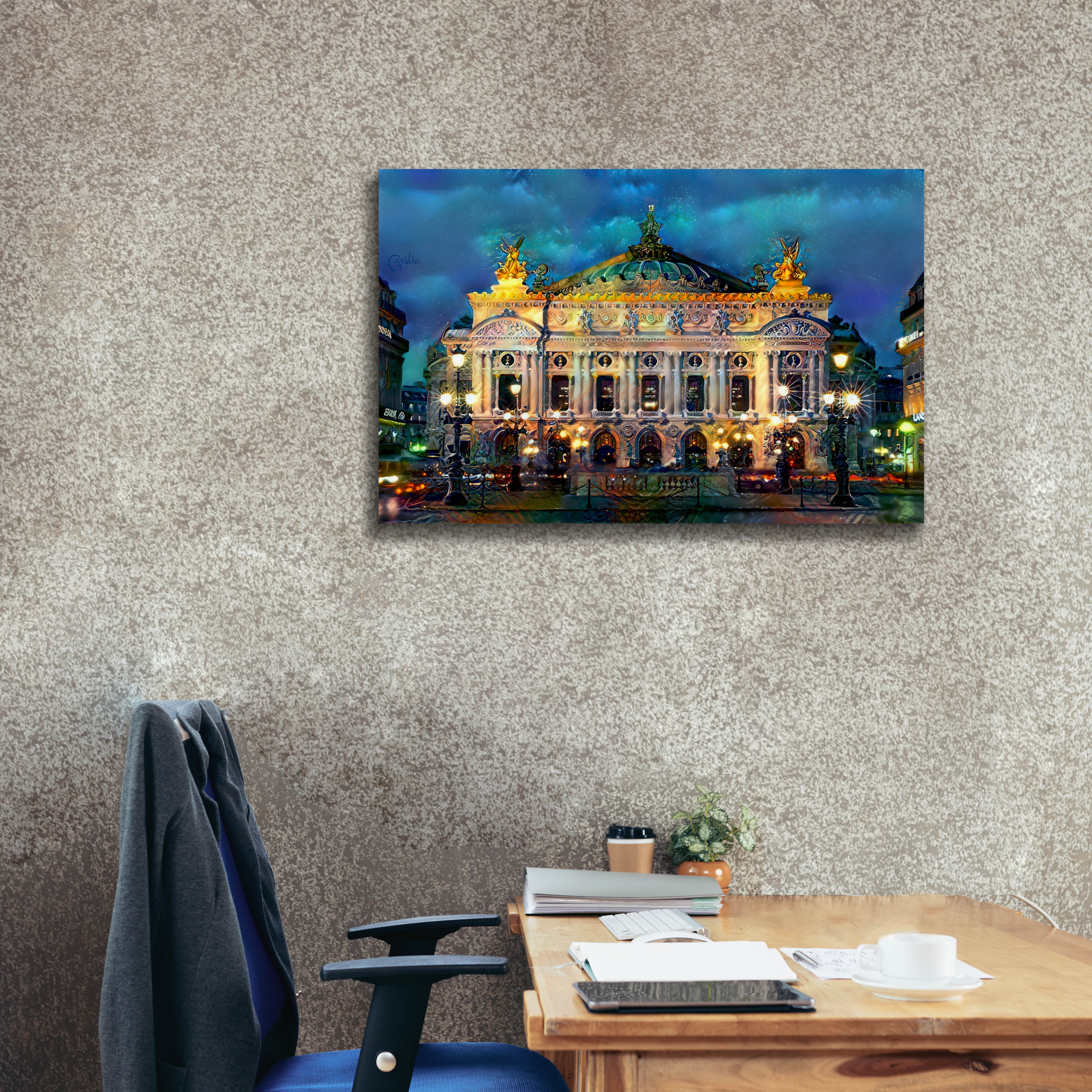 'Paris France Opera Garnier Night' by Pedro Gavidia, Canvas Wall Art,40 x 26