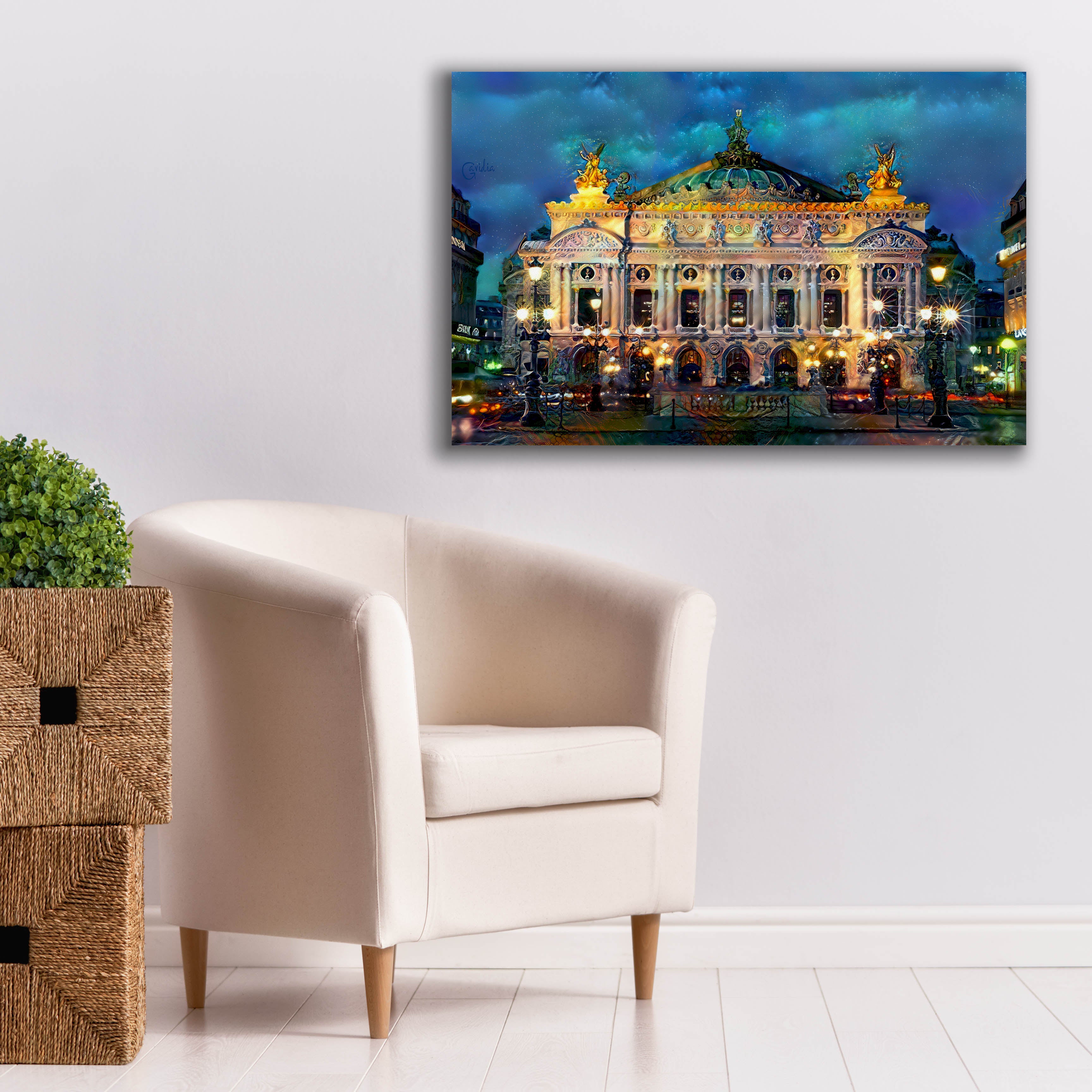 'Paris France Opera Garnier Night' by Pedro Gavidia, Canvas Wall Art,40 x 26
