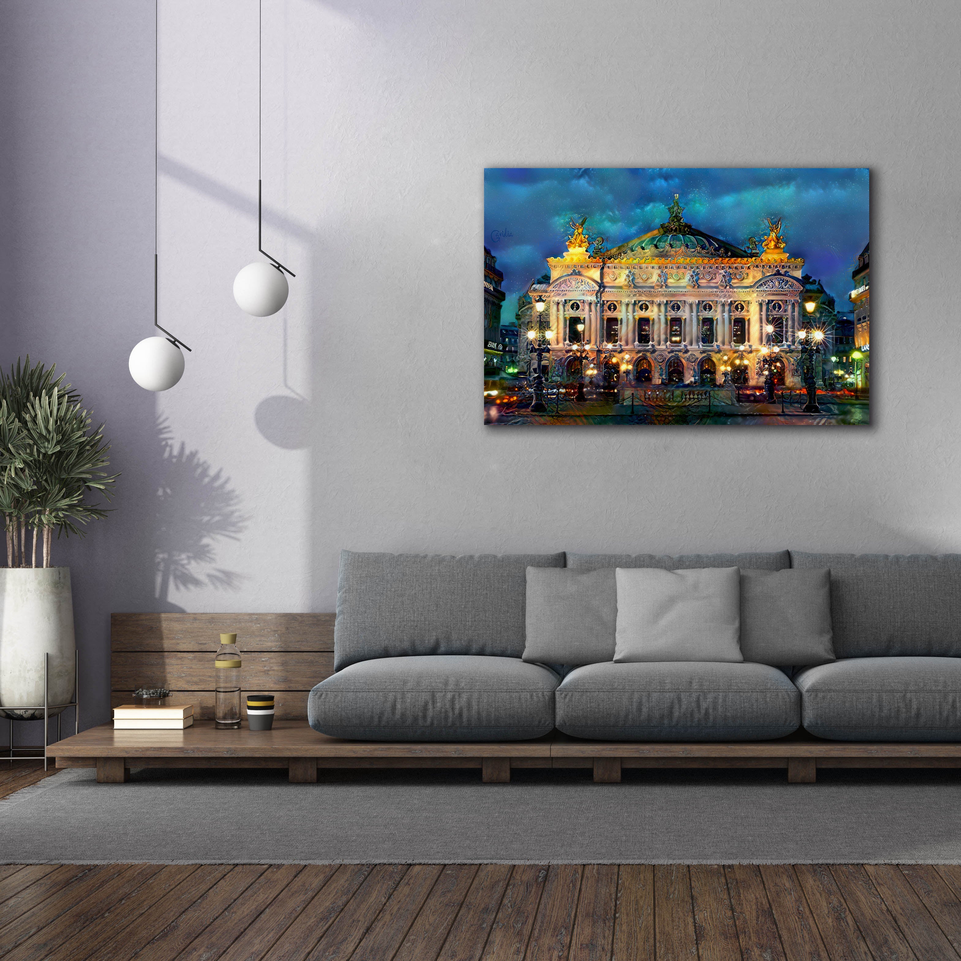 'Paris France Opera Garnier Night' by Pedro Gavidia, Canvas Wall Art,60 x 40