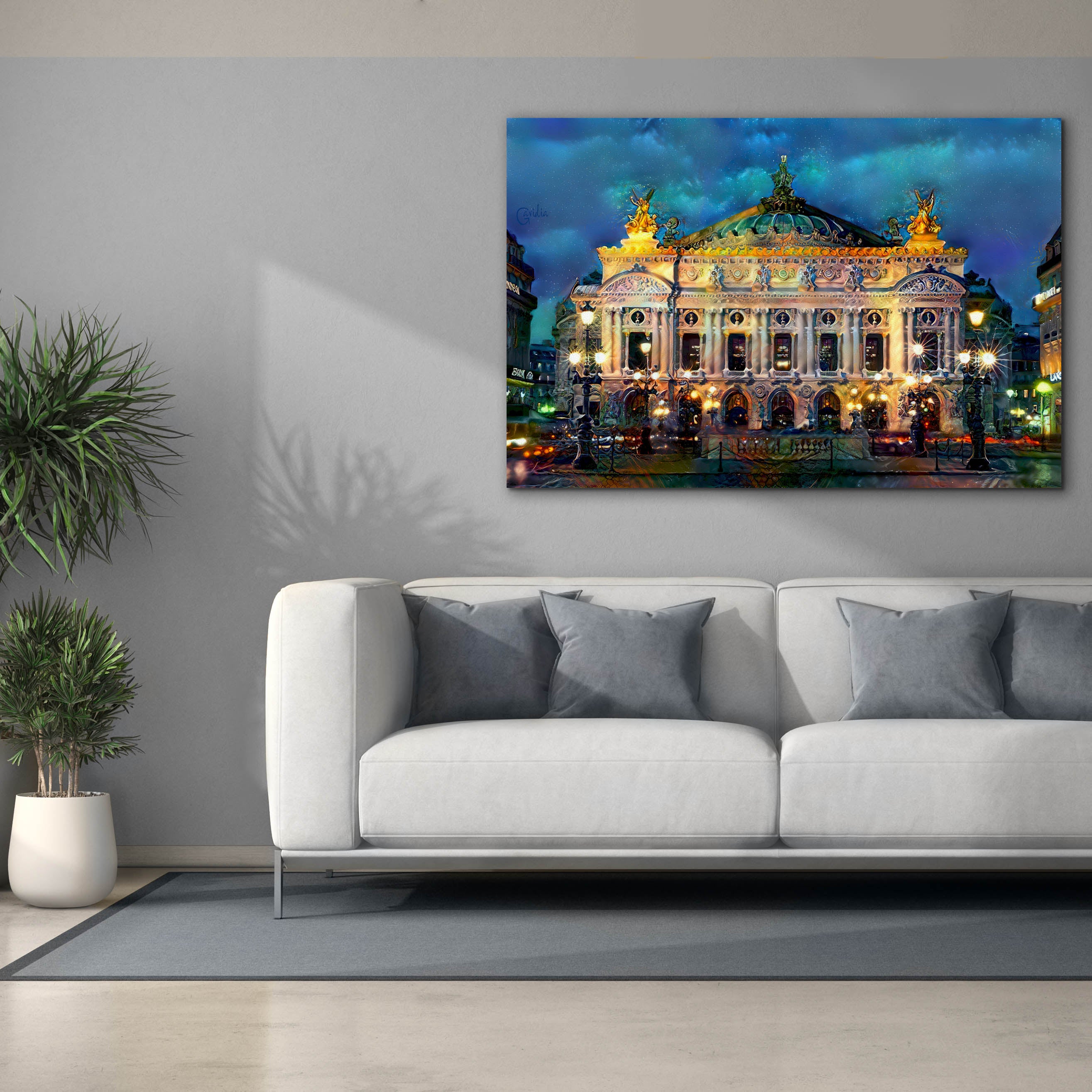 'Paris France Opera Garnier Night' by Pedro Gavidia, Canvas Wall Art,60 x 40
