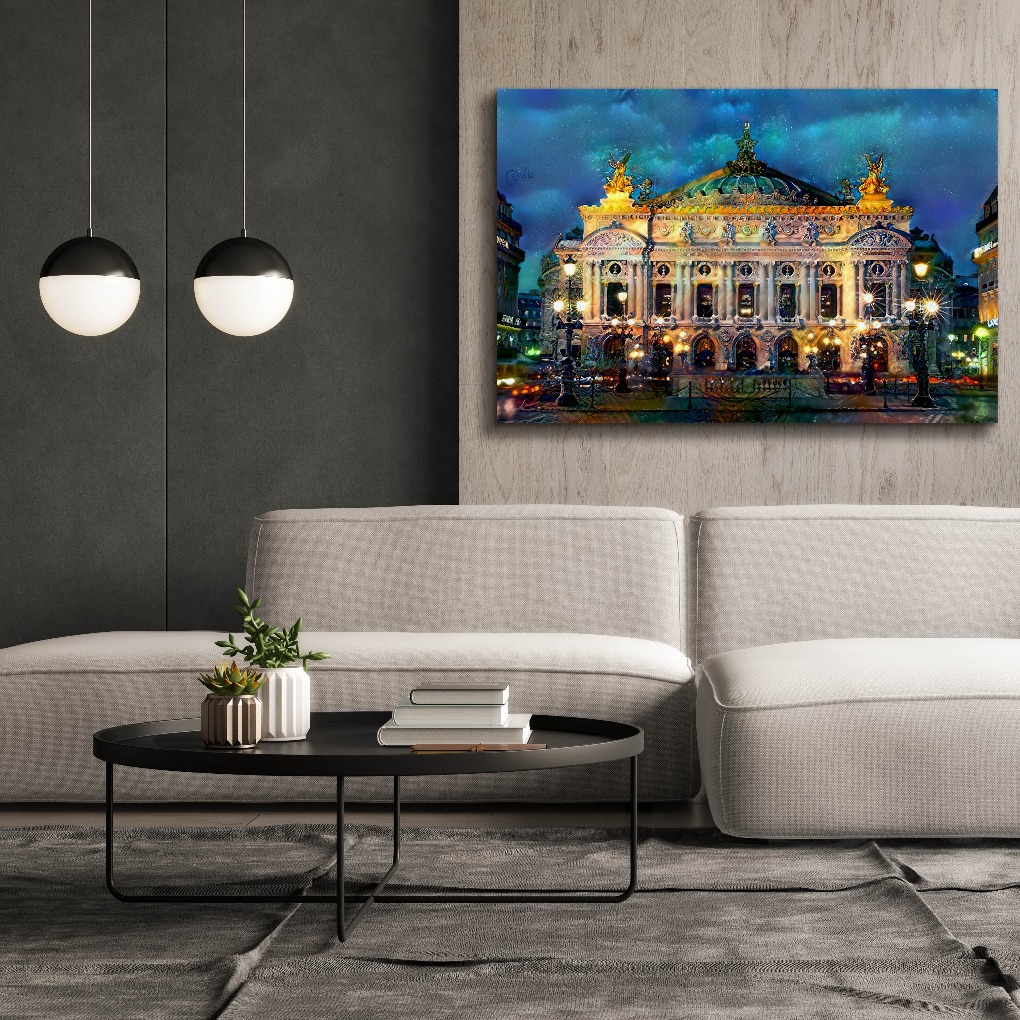 'Paris France Opera Garnier Night' by Pedro Gavidia, Canvas Wall Art,60 x 40