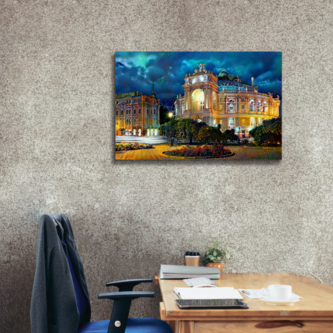 Image of 'Odessa Ukraine Opera and Ballet Theater Night' by Pedro Gavidia, Canvas Wall Art,40 x 26