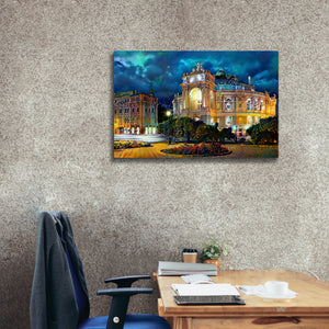 'Odessa Ukraine Opera and Ballet Theater Night' by Pedro Gavidia, Canvas Wall Art,40 x 26