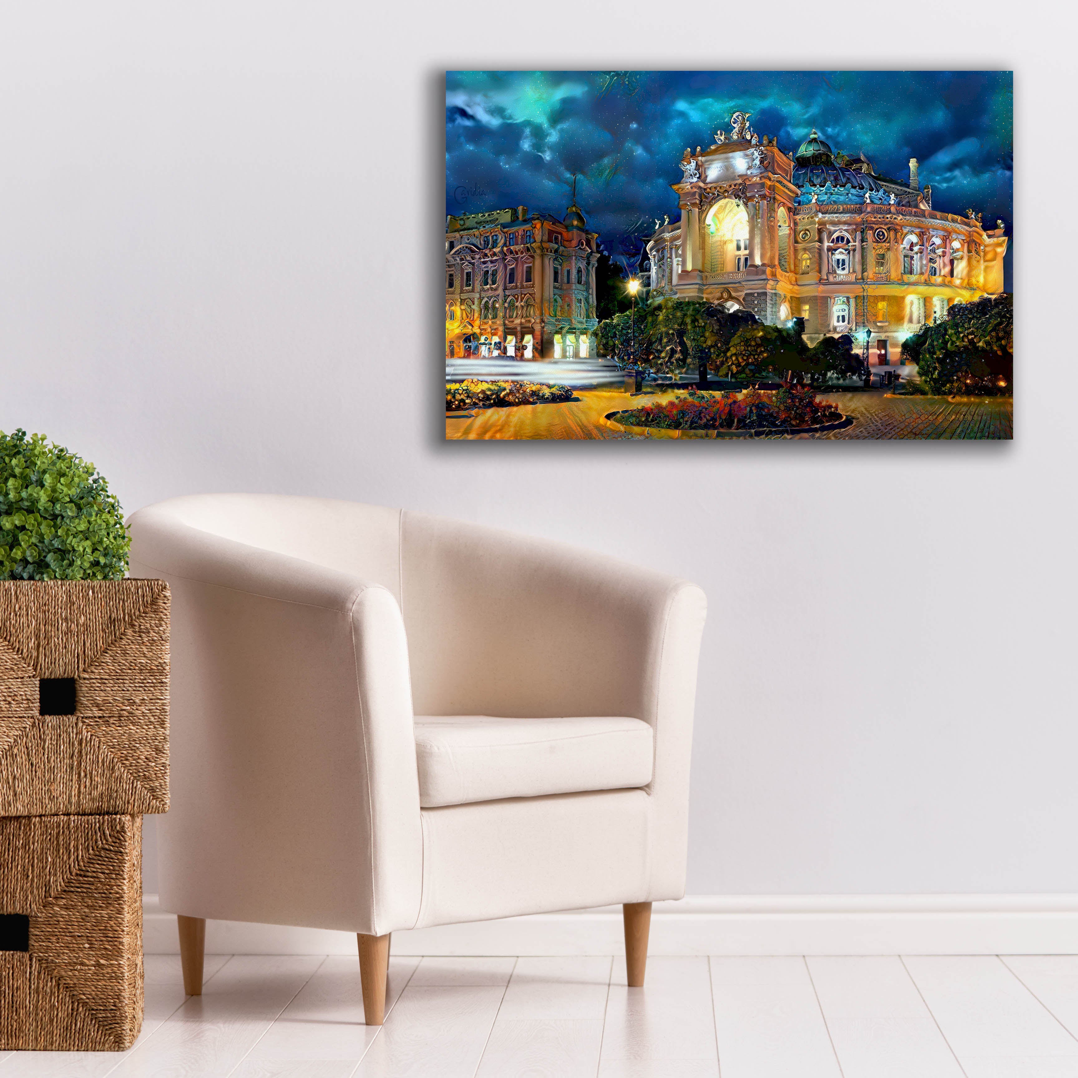 'Odessa Ukraine Opera and Ballet Theater Night' by Pedro Gavidia, Canvas Wall Art,40 x 26