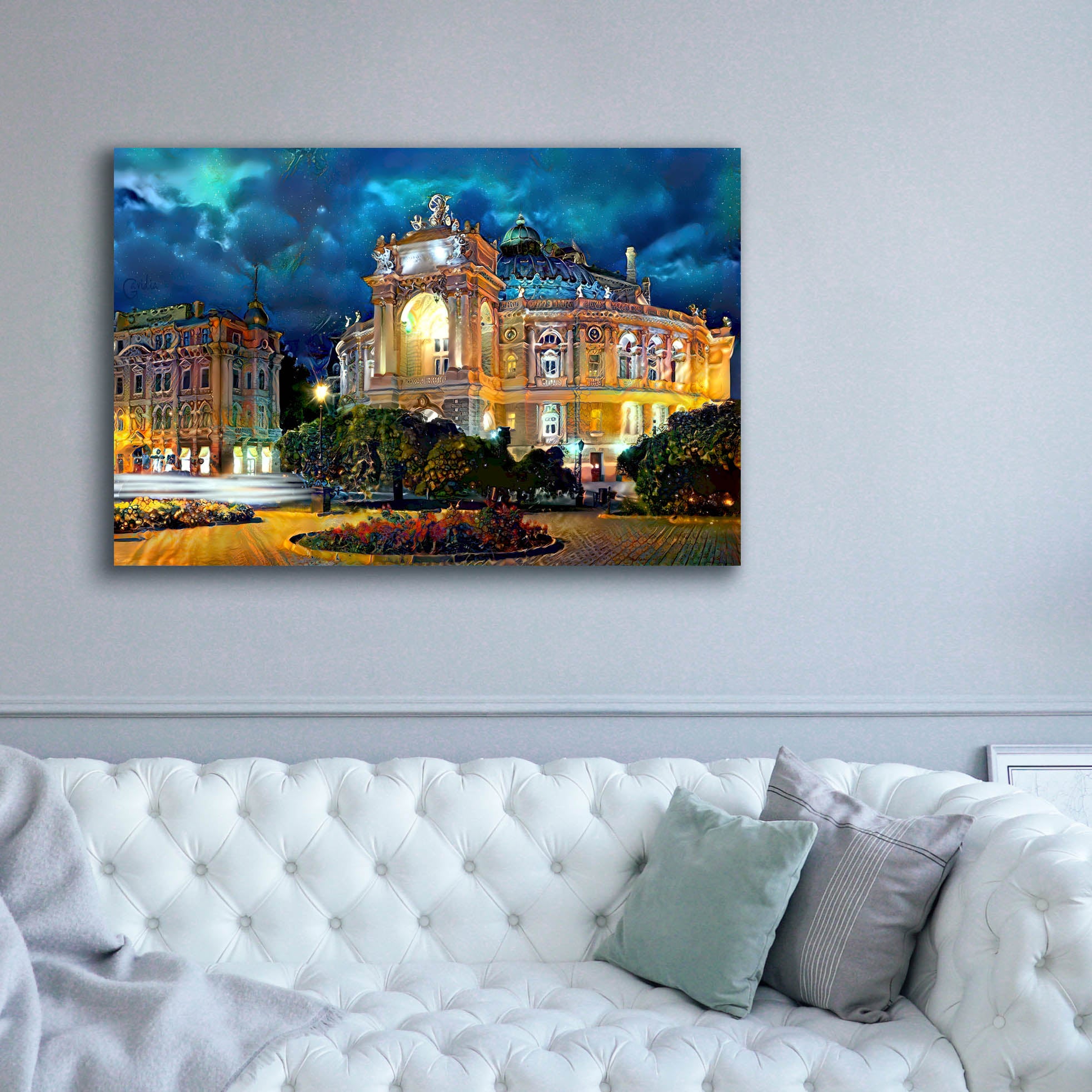 'Odessa Ukraine Opera and Ballet Theater Night' by Pedro Gavidia, Canvas Wall Art,60 x 40