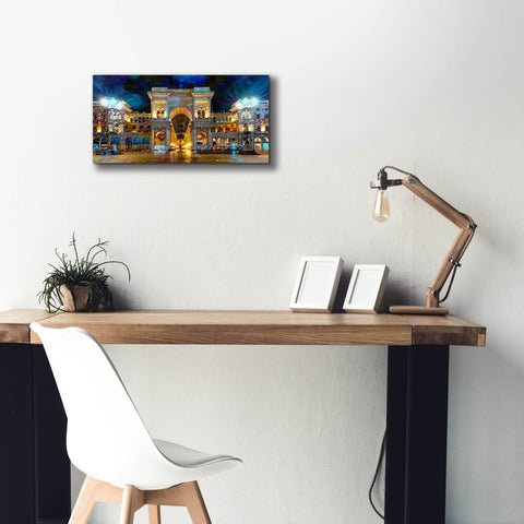 Image of 'Milan Italy Vitorio Emanuel II Night 2022' by Pedro Gavidia, Canvas Wall Art,24 x 12