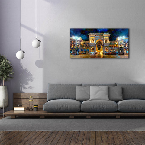 Image of 'Milan Italy Vitorio Emanuel II Night 2022' by Pedro Gavidia, Canvas Wall Art,60 x 30