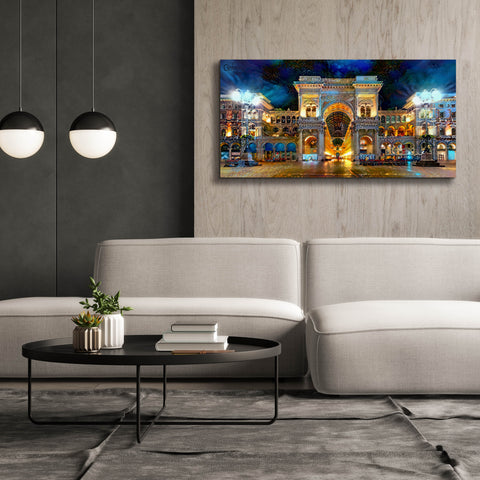 Image of 'Milan Italy Vitorio Emanuel II Night 2022' by Pedro Gavidia, Canvas Wall Art,60 x 30