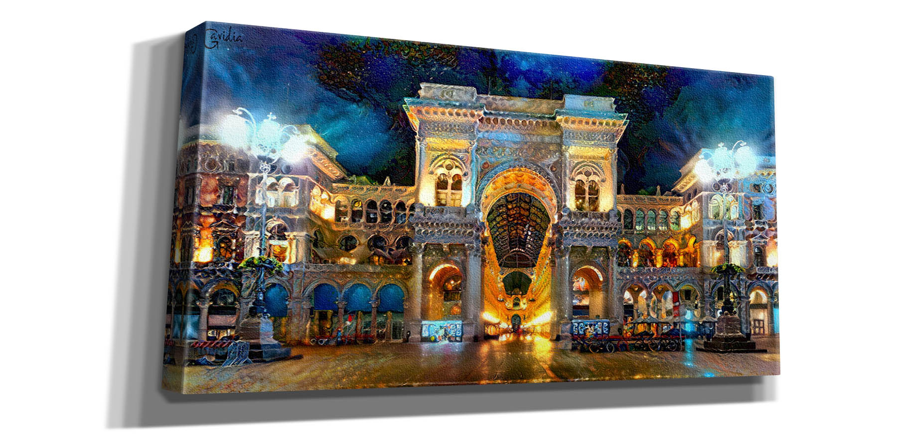 'Milan Italy Vitorio Emanuel II Night 2022' by Pedro Gavidia, Canvas Wall Art