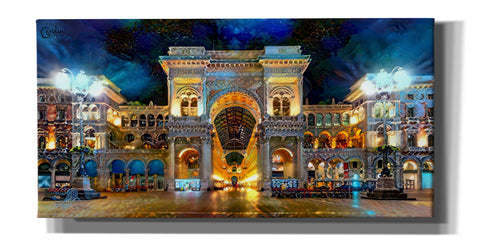 Image of 'Milan Italy Vitorio Emanuel II Night 2022' by Pedro Gavidia, Canvas Wall Art