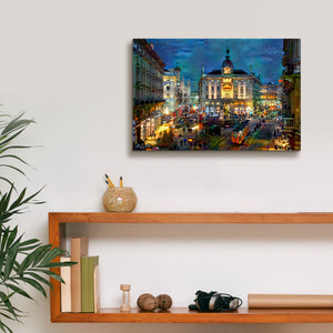 'Milan Italy Piazza Cardusio Night' by Pedro Gavidia, Canvas Wall Art,18 x 12