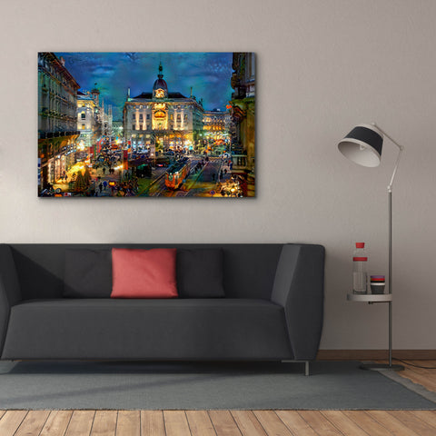 Image of 'Milan Italy Piazza Cardusio Night' by Pedro Gavidia, Canvas Wall Art,60 x 40