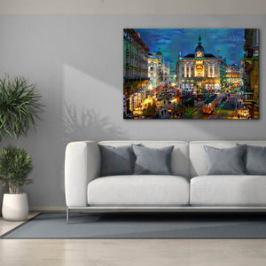 'Milan Italy Piazza Cardusio Night' by Pedro Gavidia, Canvas Wall Art,60 x 40