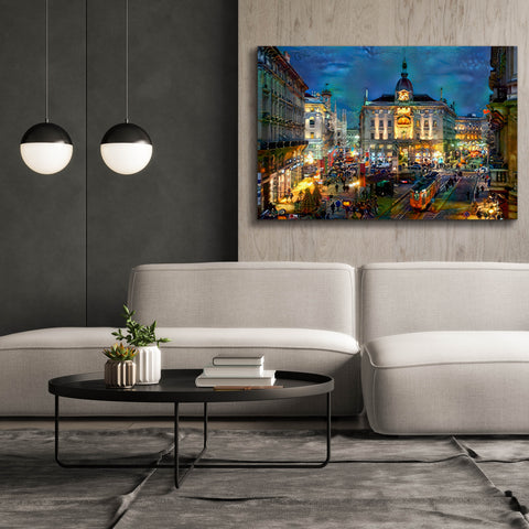 Image of 'Milan Italy Piazza Cardusio Night' by Pedro Gavidia, Canvas Wall Art,60 x 40