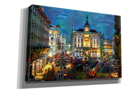 Image of 'Milan Italy Piazza Cardusio Night' by Pedro Gavidia, Canvas Wall Art