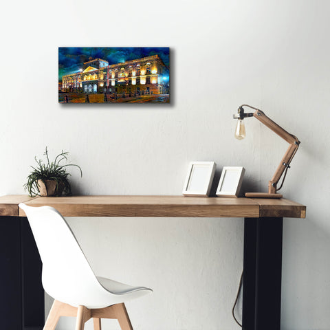 Image of 'Mexico City Palace of Mines Night' by Pedro Gavidia, Canvas Wall Art,24 x 12