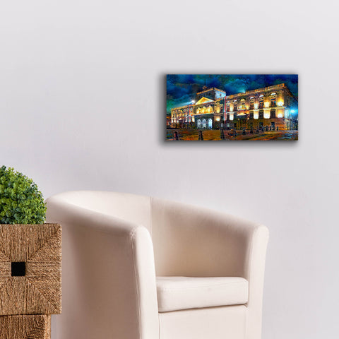 Image of 'Mexico City Palace of Mines Night' by Pedro Gavidia, Canvas Wall Art,24 x 12