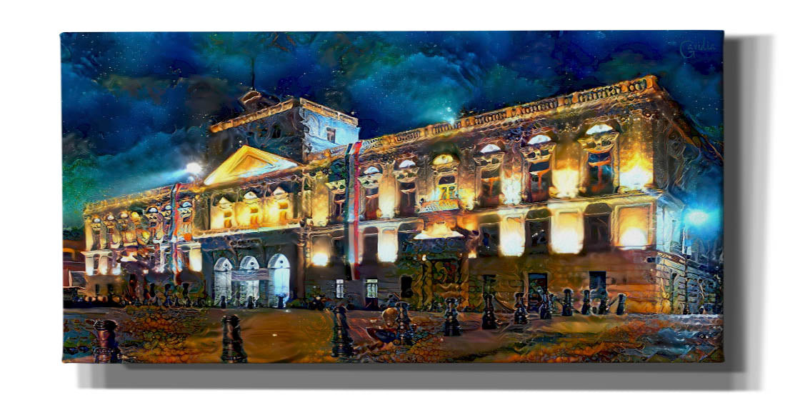 'Mexico City Palace of Mines Night' by Pedro Gavidia, Canvas Wall Art
