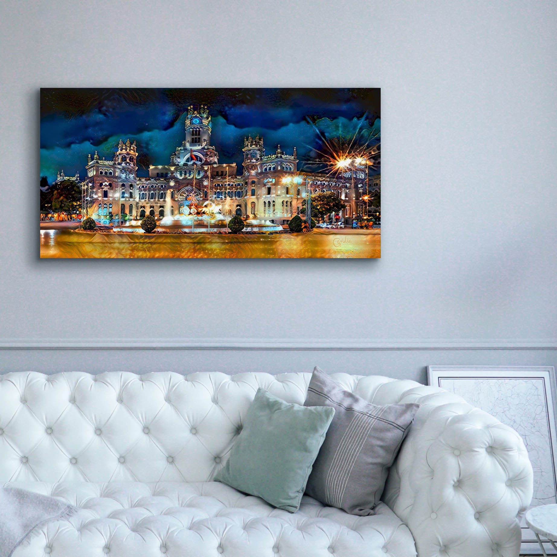 'Madrid Spain Cibeles Palace' by Pedro Gavidia, Canvas Wall Art,60 x 30