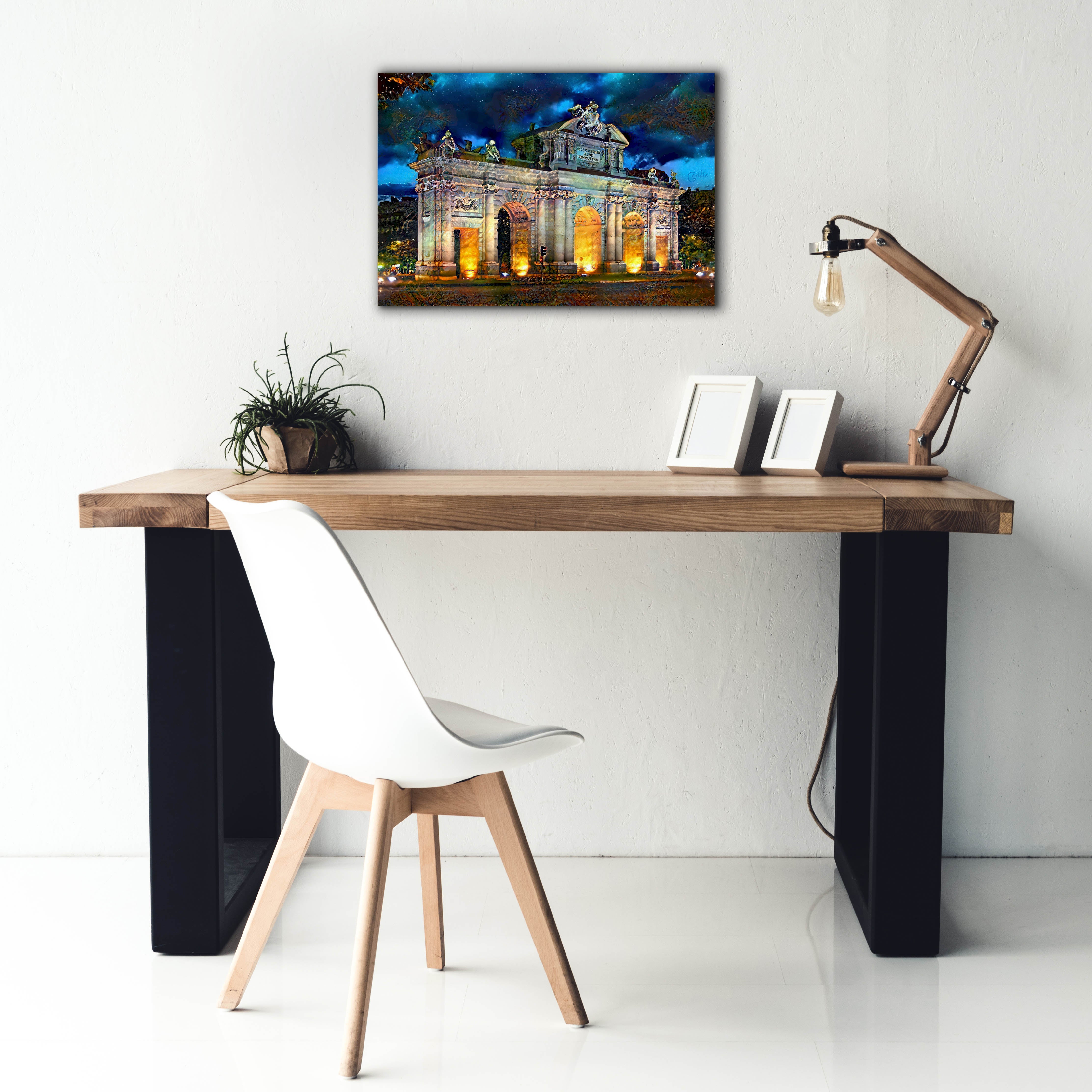'Madrid Spain Alcala Gate' by Pedro Gavidia, Canvas Wall Art,26 x 18